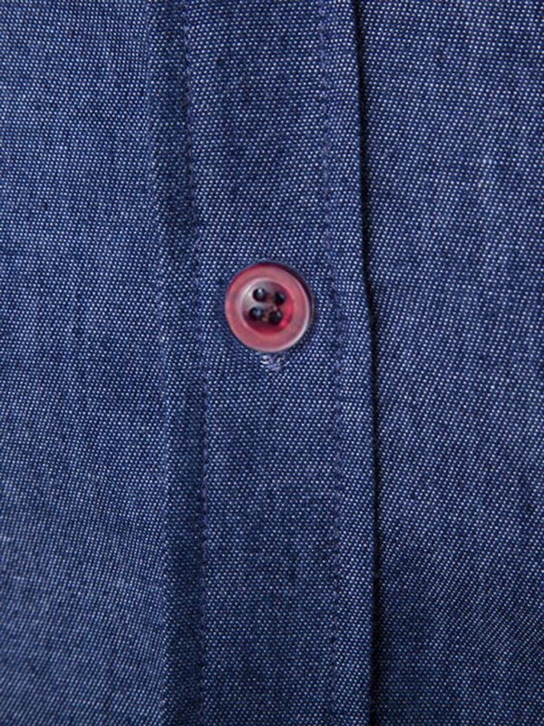 Stylish Men's Denim Long Sleeve Shirt with Leather Pocket Detail - Perfect for Casual Outings - MENLL