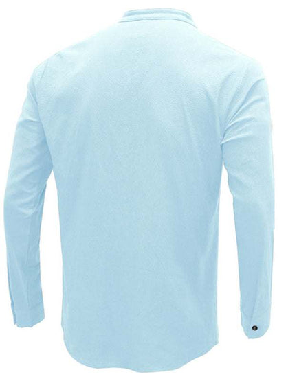 Chic Men's Woven Cotton-Linen Long Sleeve Shirt for Effortless Spring-Summer Style - MENLL