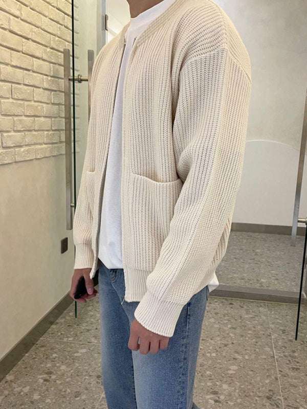 Cozy Chic: Men's Versatile Solid Color Knitted Cardigan for Effortless Style - MENLL