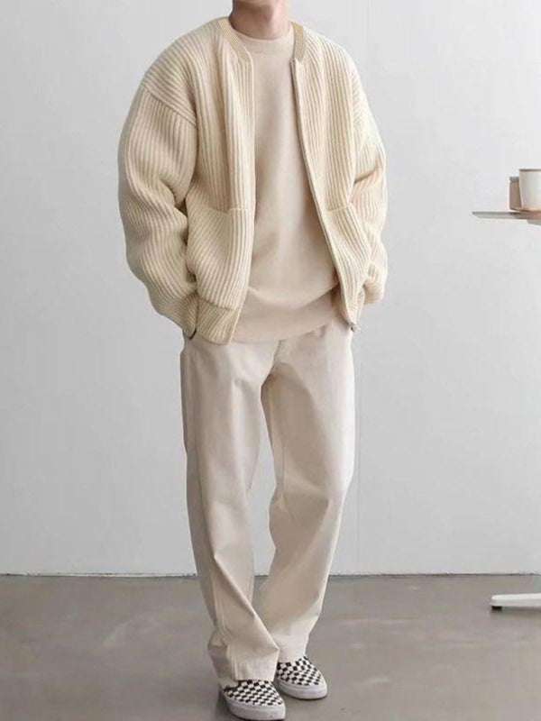 Cozy Chic: Men's Versatile Solid Color Knitted Cardigan for Effortless Style - MENLL