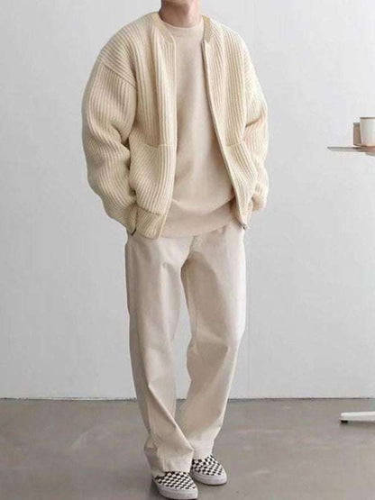 Cozy Chic: Men's Versatile Solid Color Knitted Cardigan for Effortless Style - MENLL