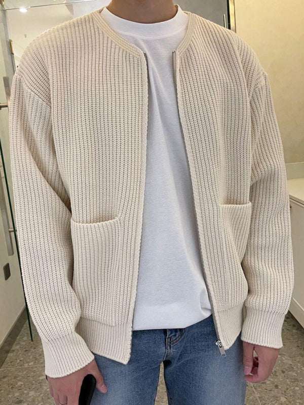 Cozy Chic: Men's Versatile Solid Color Knitted Cardigan for Effortless Style - MENLL