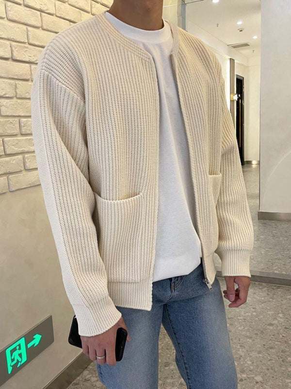 Cozy Chic: Men's Versatile Solid Color Knitted Cardigan for Effortless Style - MENLL