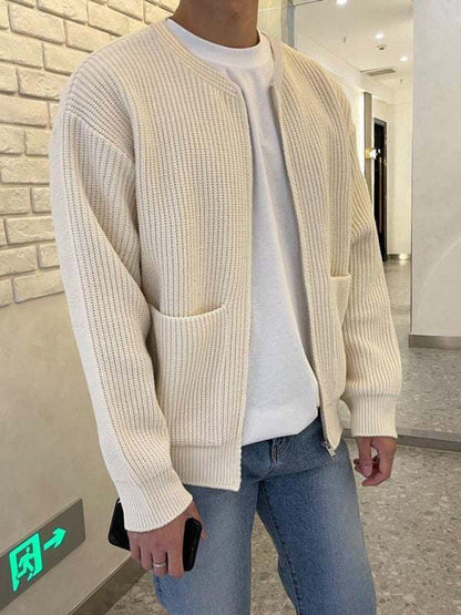 Cozy Chic: Men's Versatile Solid Color Knitted Cardigan for Effortless Style - MENLL