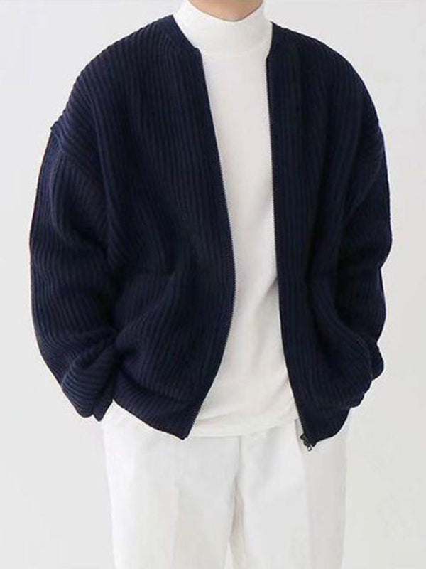 Cozy Chic: Men's Versatile Solid Color Knitted Cardigan for Effortless Style - MENLL