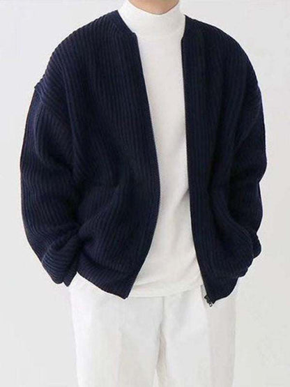 Cozy Chic: Men's Versatile Solid Color Knitted Cardigan for Effortless Style - MENLL