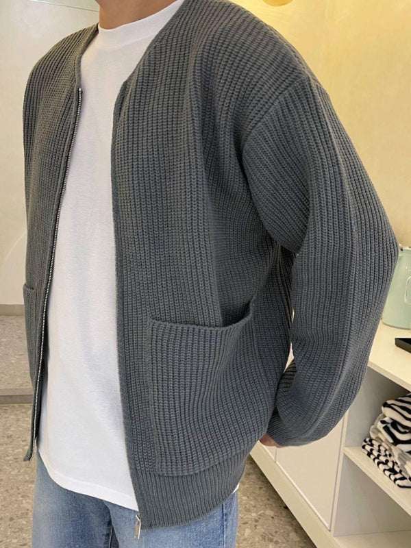 Cozy Chic: Men's Versatile Solid Color Knitted Cardigan for Effortless Style - MENLL