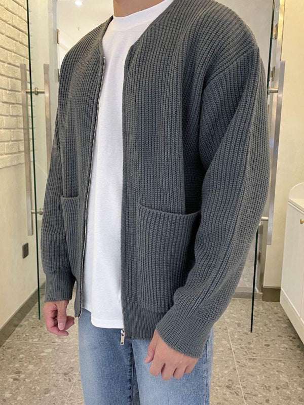 Cozy Chic: Men's Versatile Solid Color Knitted Cardigan for Effortless Style - MENLL