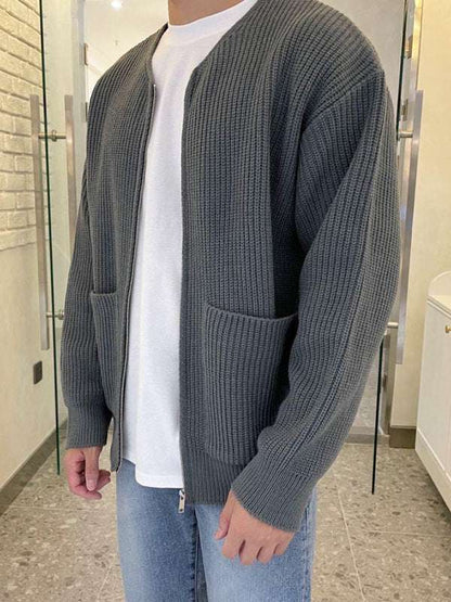 Cozy Chic: Men's Versatile Solid Color Knitted Cardigan for Effortless Style - MENLL