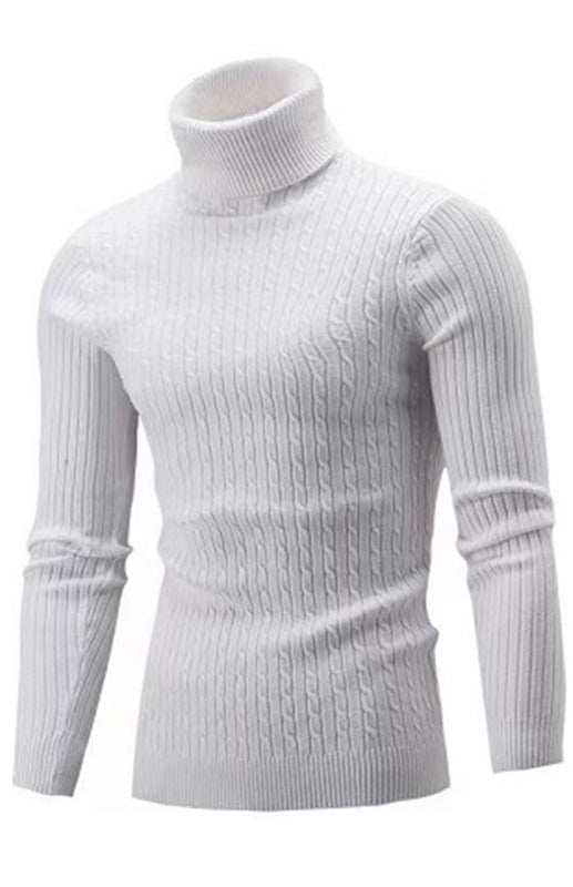 Cozy Elegance: Men's Slim-Fit Turtleneck Knit Pullover for Autumn-Winter - MENLL
