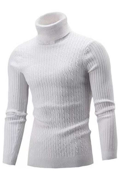 Cozy Elegance: Men's Slim-Fit Turtleneck Knit Pullover for Autumn-Winter - MENLL
