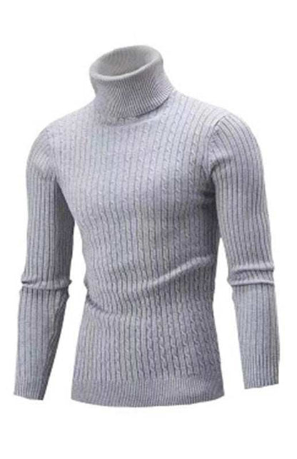 Cozy Elegance: Men's Slim-Fit Turtleneck Knit Pullover for Autumn-Winter - MENLL