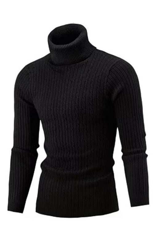 Cozy Elegance: Men's Slim-Fit Turtleneck Knit Pullover for Autumn-Winter - MENLL