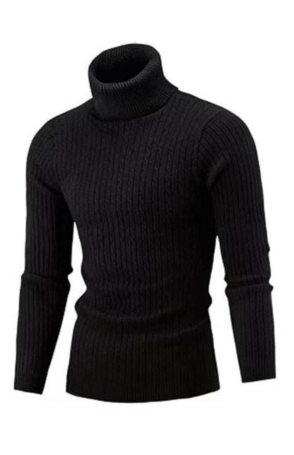 Cozy Elegance: Men's Slim-Fit Turtleneck Knit Pullover for Autumn-Winter - MENLL