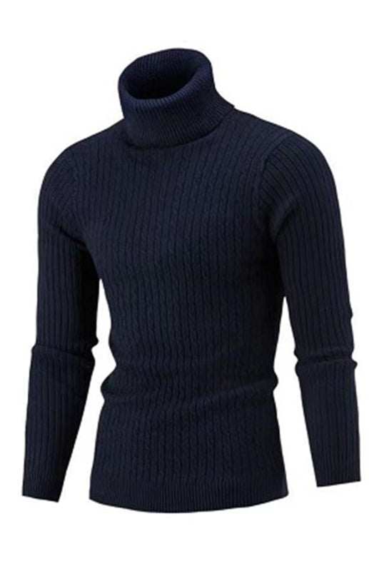 Cozy Elegance: Men's Slim-Fit Turtleneck Knit Pullover for Autumn-Winter - MENLL
