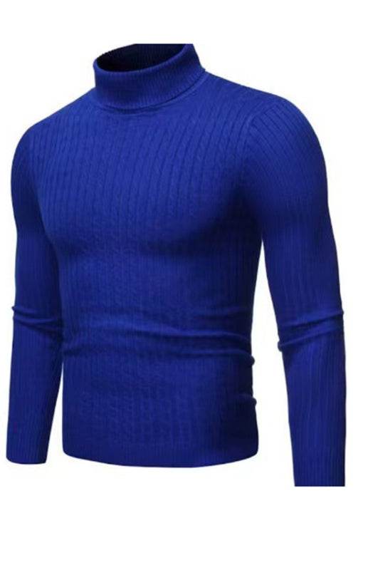 Cozy Elegance: Men's Slim-Fit Turtleneck Knit Pullover for Autumn-Winter - MENLL