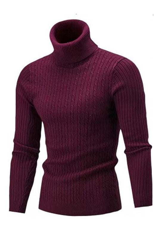 Cozy Elegance: Men's Slim-Fit Turtleneck Knit Pullover for Autumn-Winter - MENLL