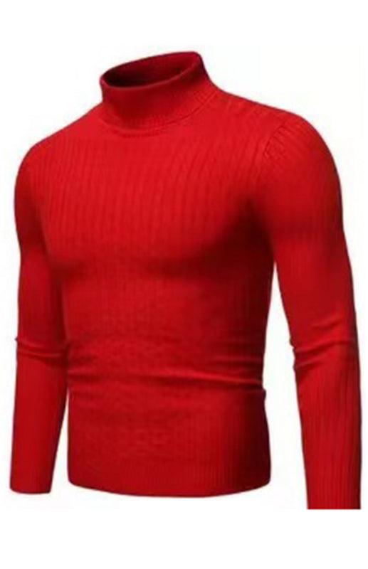 Cozy Elegance: Men's Slim-Fit Turtleneck Knit Pullover for Autumn-Winter - MENLL