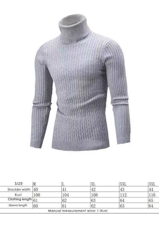 Cozy Elegance: Men's Slim-Fit Turtleneck Knit Pullover for Autumn-Winter - MENLL