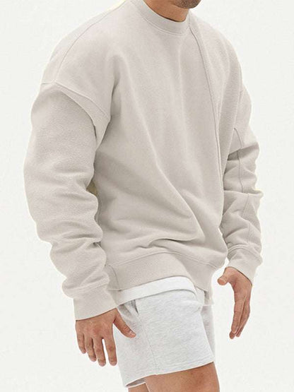 Stylish Men's Color-Block Knit Crew Neck Sweatshirt for Effortless Casual Charm - MENLL