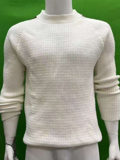 Stylish Men's Contrast Shoulder Knitted Sweater - Perfect for Autumn-Winter Fashion - MENLL