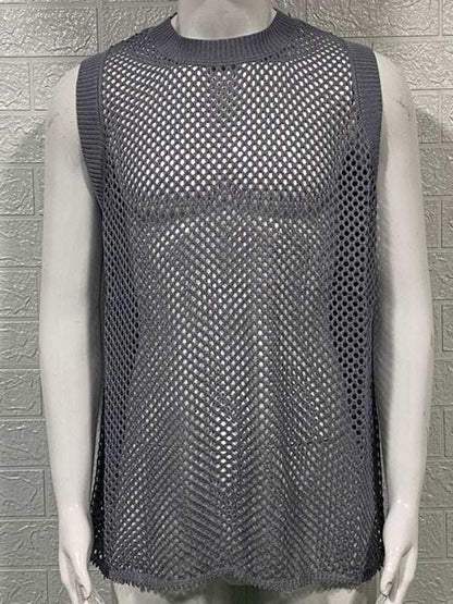 Stylish Men's Hollow Knitted Sleeveless Vest - Perfect for Spring-Summer Casual Wear - MENLL