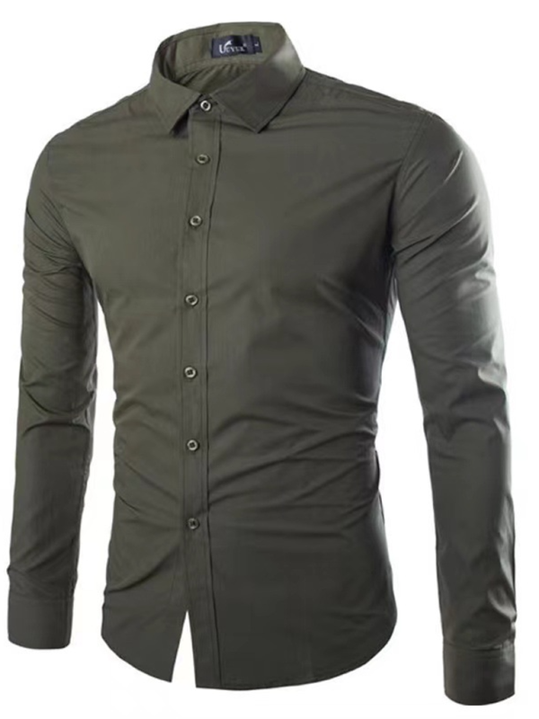 Effortlessly Stylish Non-Iron Long-Sleeve Lapel Shirt for Autumn-Winter - MENLL