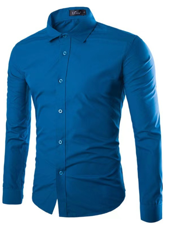 Effortlessly Stylish Non-Iron Long-Sleeve Lapel Shirt for Autumn-Winter - MENLL
