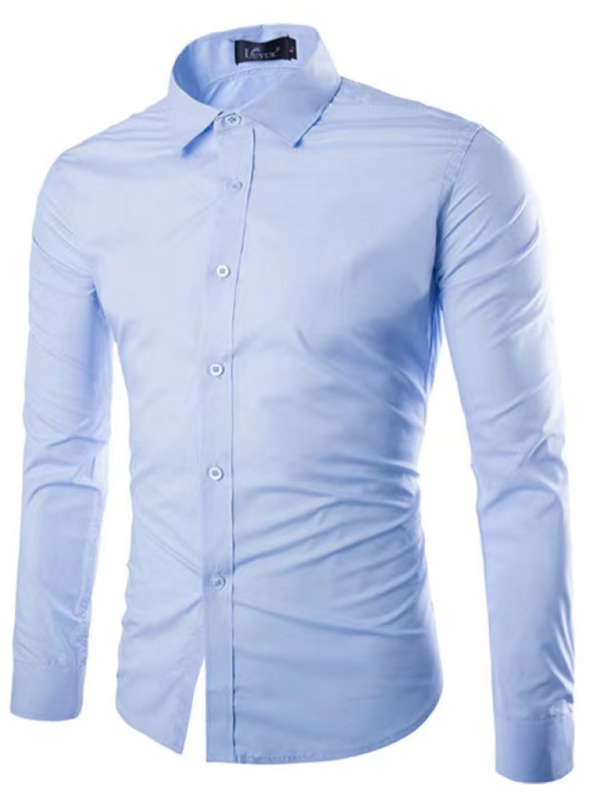 Effortlessly Stylish Non-Iron Long-Sleeve Lapel Shirt for Autumn-Winter - MENLL