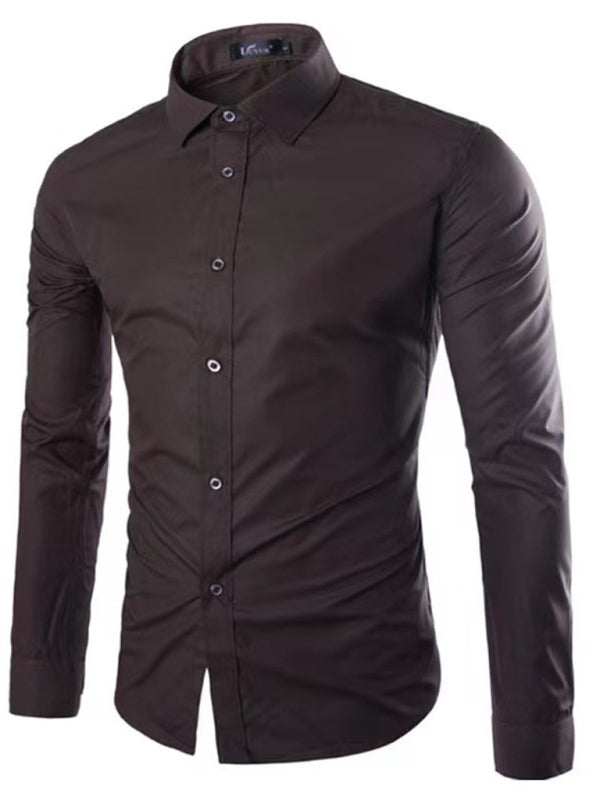 Effortlessly Stylish Non-Iron Long-Sleeve Lapel Shirt for Autumn-Winter - MENLL