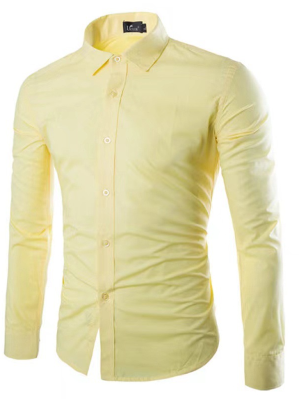 Effortlessly Stylish Non-Iron Long-Sleeve Lapel Shirt for Autumn-Winter - MENLL