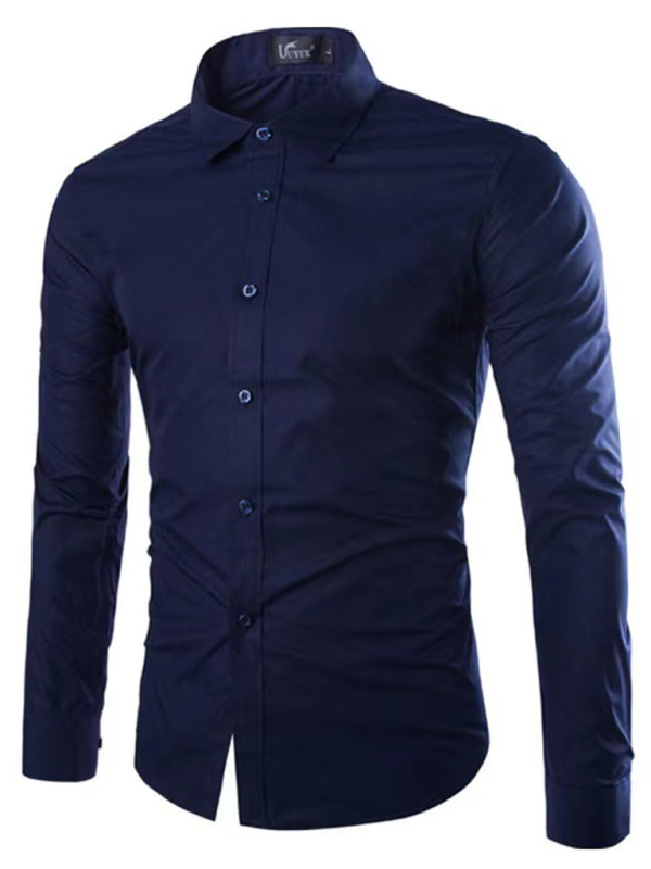 Effortlessly Stylish Non-Iron Long-Sleeve Lapel Shirt for Autumn-Winter - MENLL