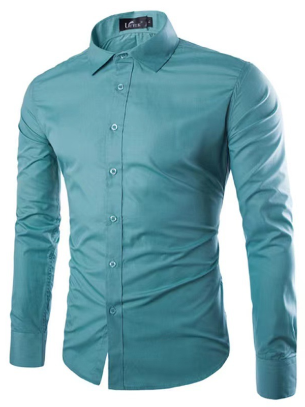 Effortlessly Stylish Non-Iron Long-Sleeve Lapel Shirt for Autumn-Winter - MENLL