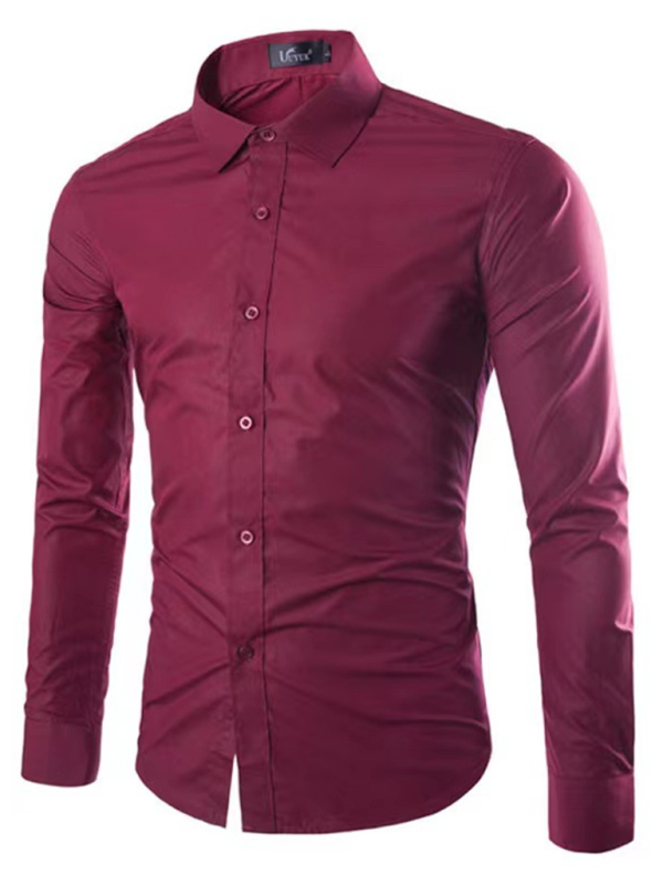 Effortlessly Stylish Non-Iron Long-Sleeve Lapel Shirt for Autumn-Winter - MENLL