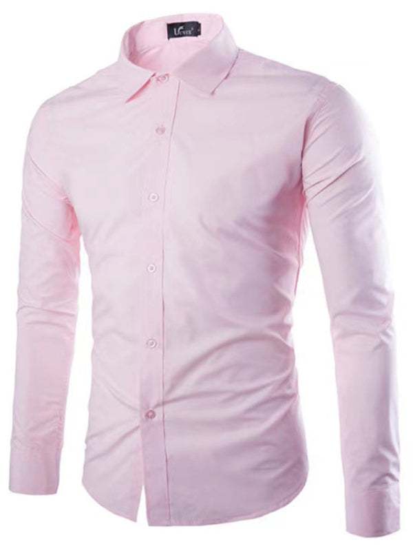 Effortlessly Stylish Non-Iron Long-Sleeve Lapel Shirt for Autumn-Winter - MENLL