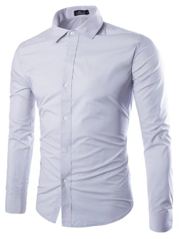 Effortlessly Stylish Non-Iron Long-Sleeve Lapel Shirt for Autumn-Winter - MENLL