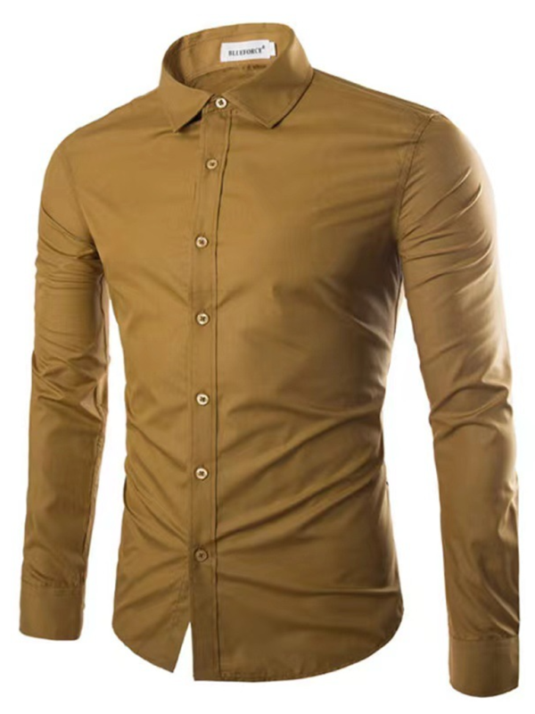 Effortlessly Stylish Non-Iron Long-Sleeve Lapel Shirt for Autumn-Winter - MENLL