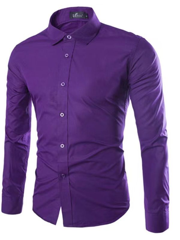Effortlessly Stylish Non-Iron Long-Sleeve Lapel Shirt for Autumn-Winter - MENLL