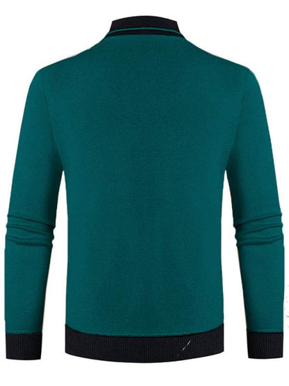 Sleek Velvet-Enhanced Men's Half Turtleneck Slim-Fit Sweater for Autumn-Winter
