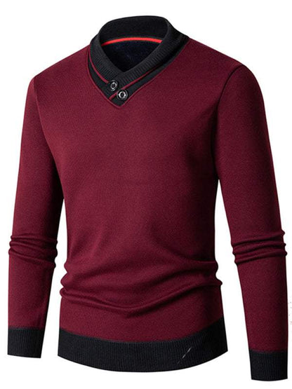 Sleek Velvet-Enhanced Men's Half Turtleneck Slim-Fit Sweater for Autumn-Winter