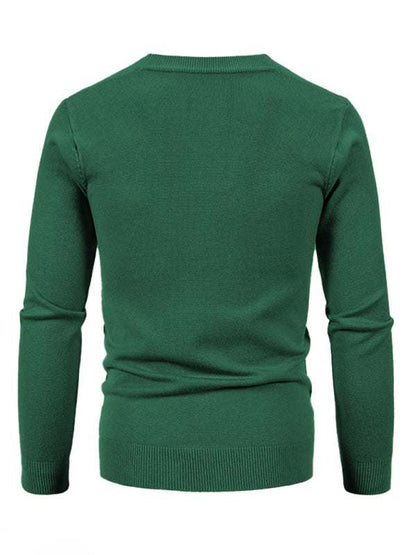 Stylish Men's Solid Color V-Neck Cardigan Sweater for All Seasons - MENLL