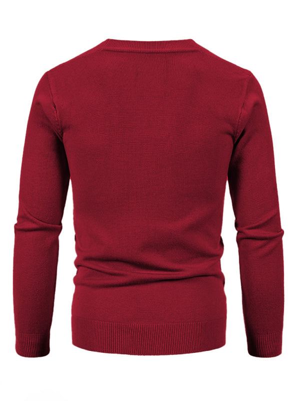 Stylish Men's Solid Color V-Neck Cardigan Sweater for All Seasons - MENLL