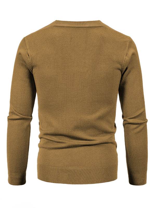 Stylish Men's Solid Color V-Neck Cardigan Sweater for All Seasons - MENLL