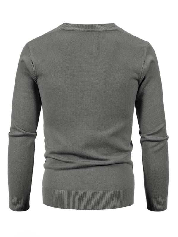 Stylish Men's Solid Color V-Neck Cardigan Sweater for All Seasons - MENLL