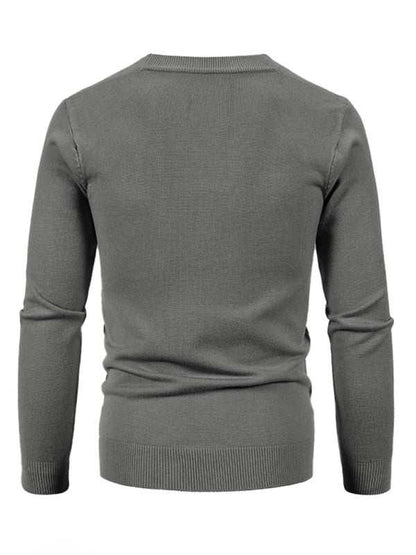 Stylish Men's Solid Color V-Neck Cardigan Sweater for All Seasons - MENLL
