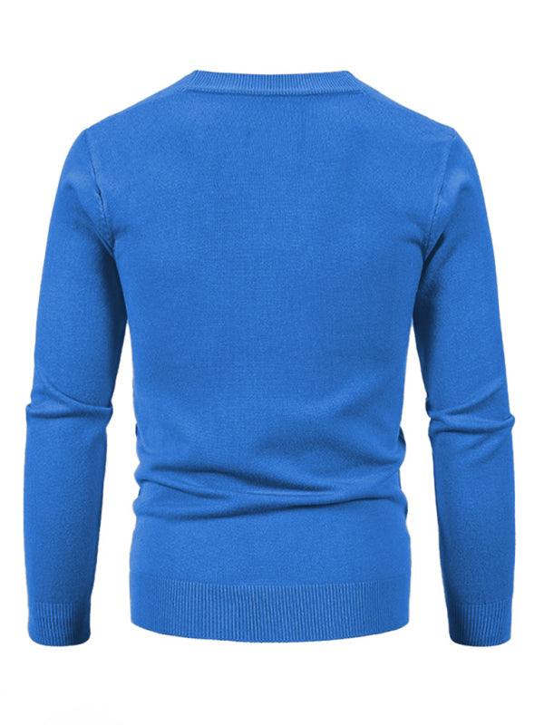 Stylish Men's Solid Color V-Neck Cardigan Sweater for All Seasons - MENLL