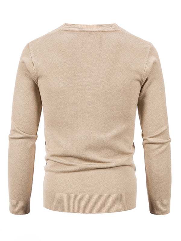Stylish Men's Solid Color V-Neck Cardigan Sweater for All Seasons - MENLL