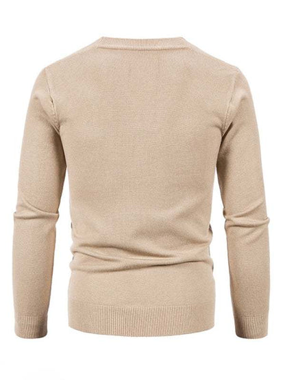 Stylish Men's Solid Color V-Neck Cardigan Sweater for All Seasons - MENLL