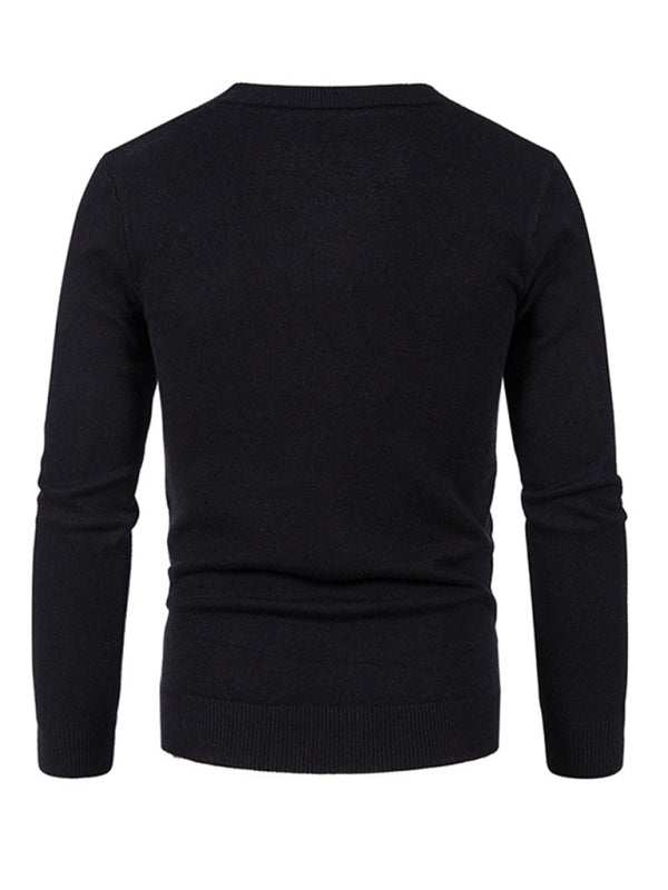 Stylish Men's Solid Color V-Neck Cardigan Sweater for All Seasons - MENLL