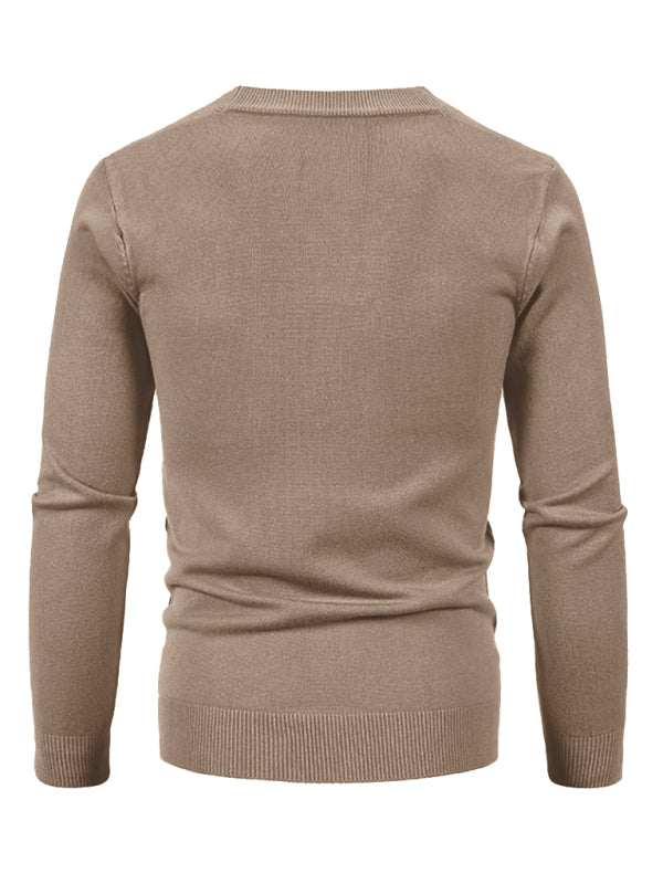 Stylish Men's Solid Color V-Neck Cardigan Sweater for All Seasons - MENLL